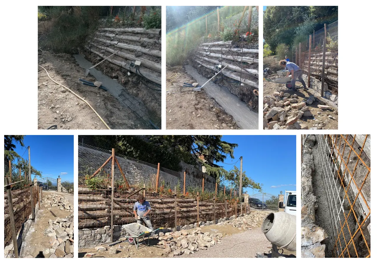 Driveway retaining wall in reinforced concrete and stone, Collelungo, San Venanzo (TR) - Giovanni Bibaj Renovations (2)