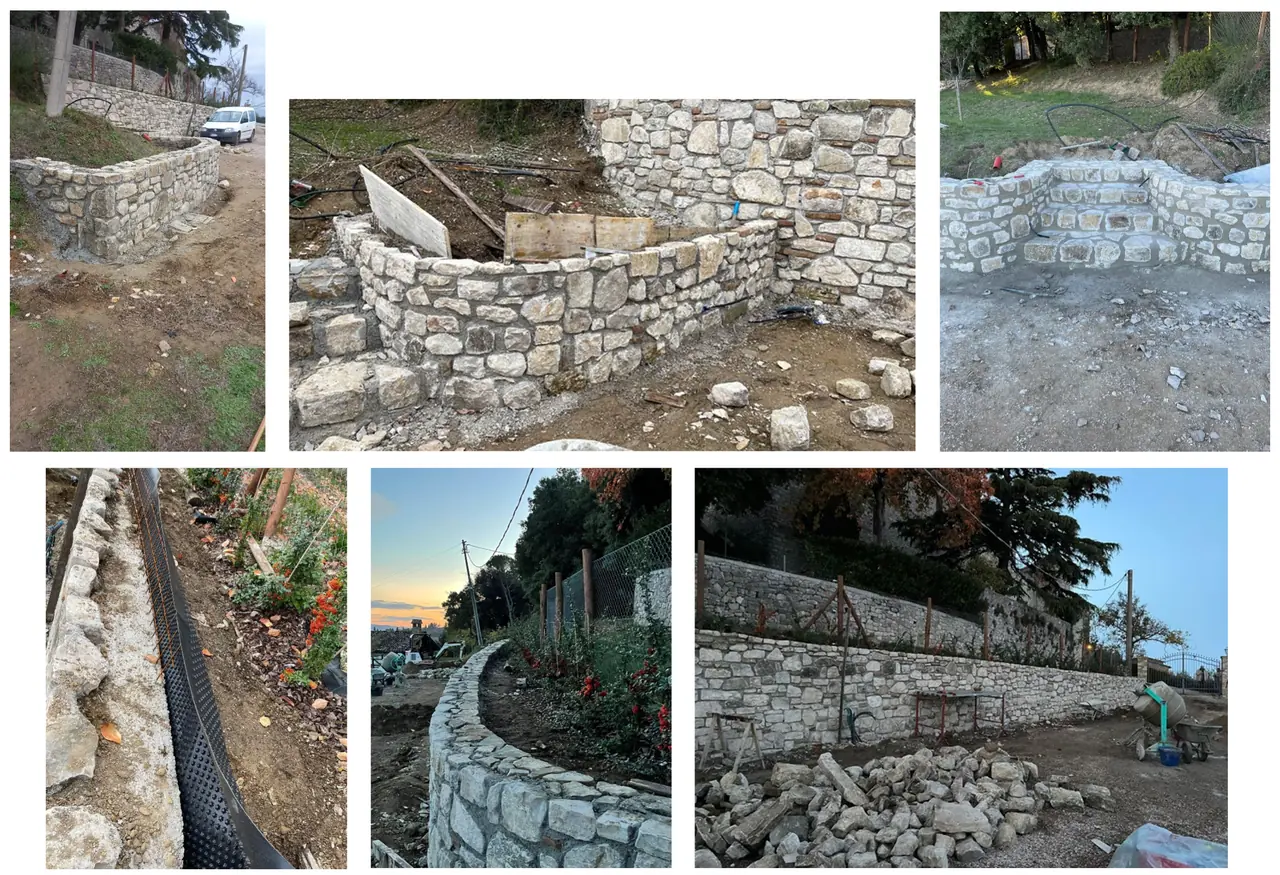 Driveway retaining wall in reinforced concrete and stone, Collelungo, San Venanzo (TR) - Giovanni Bibaj Renovations (4)